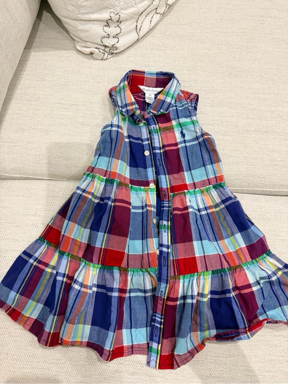 Ralph Lauren Multicolor Plaid Sleeveless Tiered Dress
